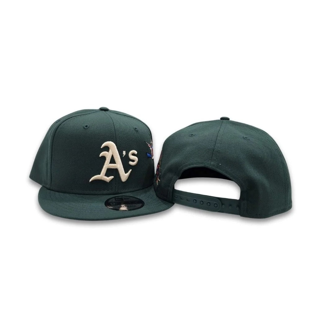 Oakland Athletics Gray Bottom City Art Side Patch New Era 9Fifty Snapback - Dark Green