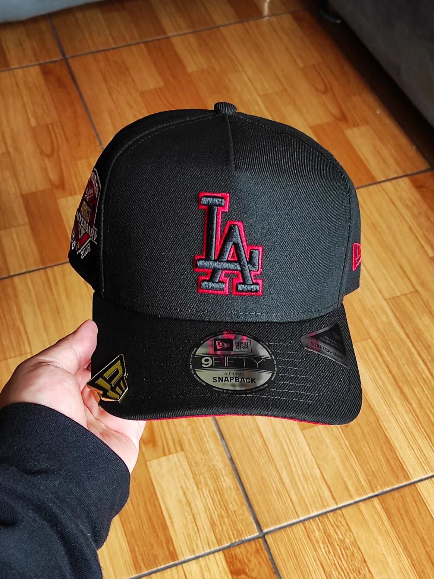 New Era Los Angeles Dodgers 50th Anniversary Blackout Red Prime Edition 9Fifty A Frame Snapback