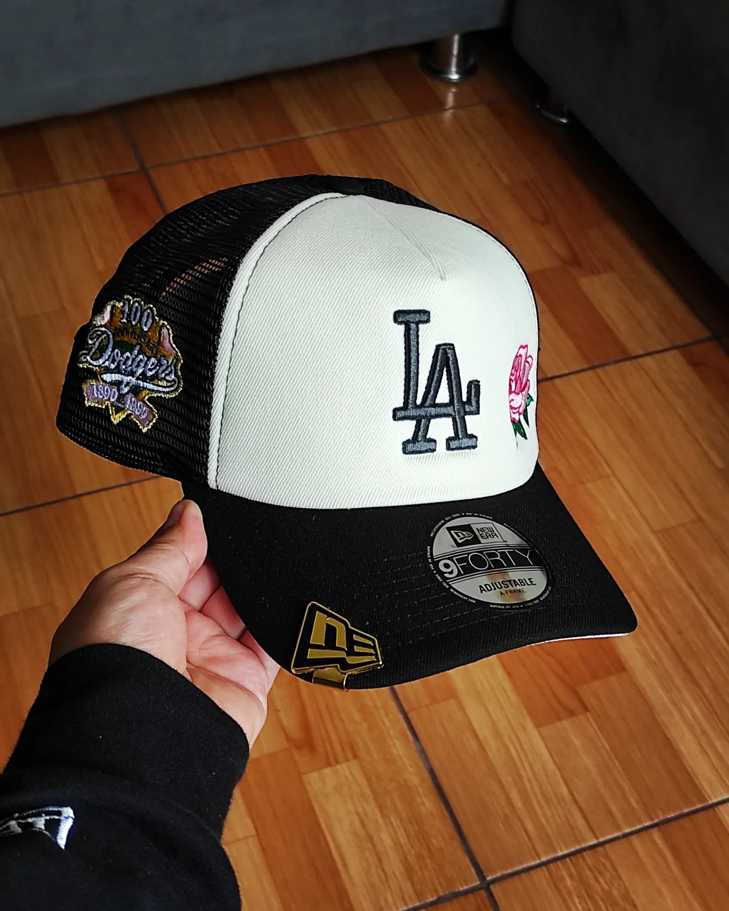 New Era A-FRAME foam Los Angeles dodgers 100th anniversary patch rose snapback hat