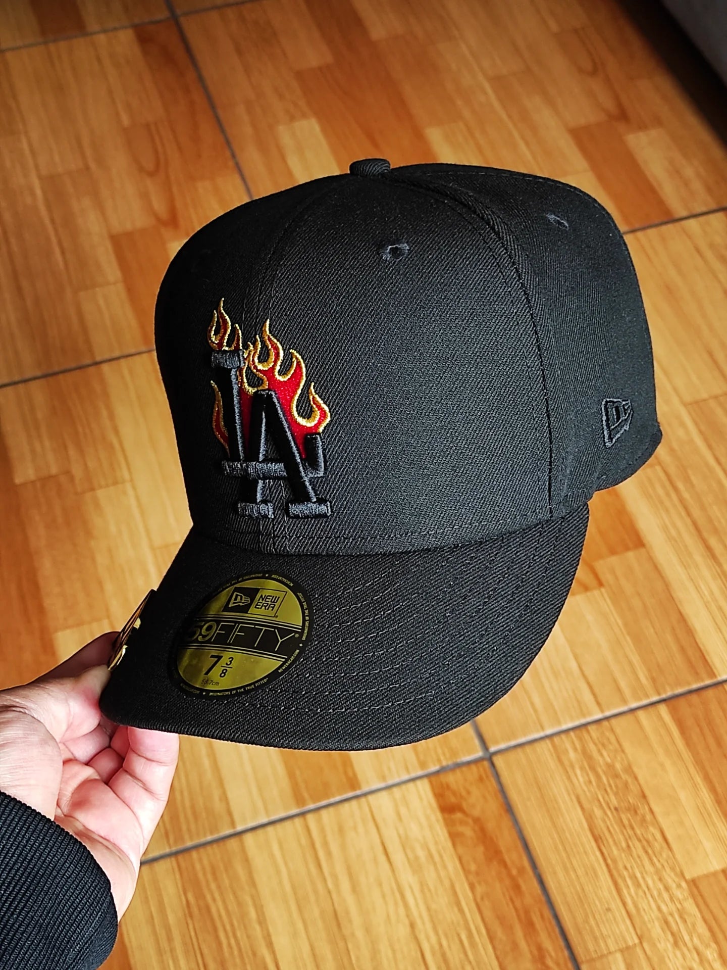 New Era Los Angeles Dodgers 40th Stadium Anniversary Blackout Red Fire Edition 59Fifty Fitted Hat