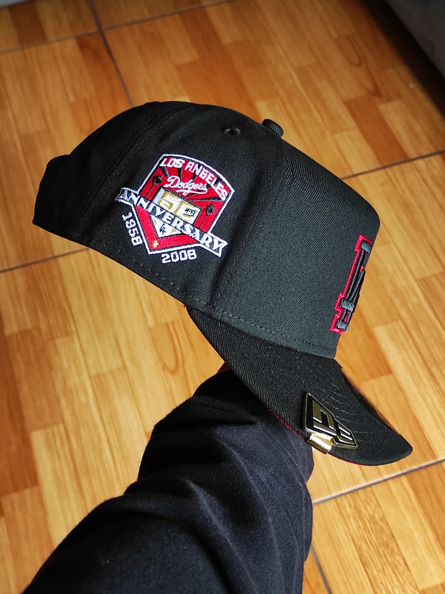 New Era Los Angeles Dodgers 50th Anniversary Blackout Red Prime Edition 9Fifty A Frame Snapback