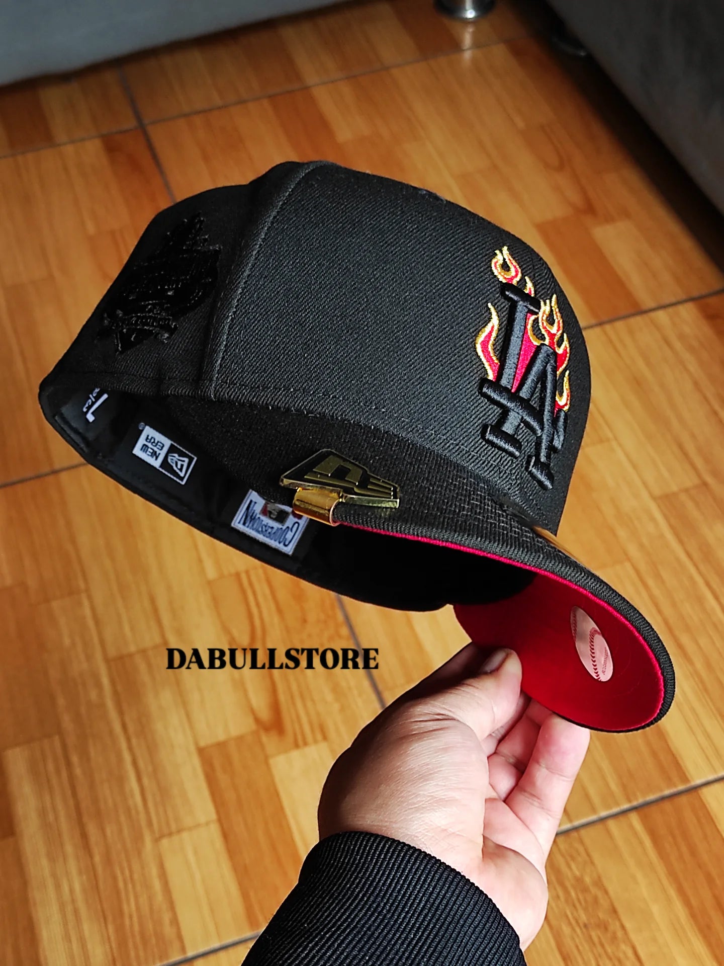 New Era Los Angeles Dodgers 40th Stadium Anniversary Blackout Red Fire Edition 59Fifty Fitted Hat
