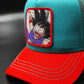 CAPSLAB Dragon Ball Goku teal/red trucker snapback hat