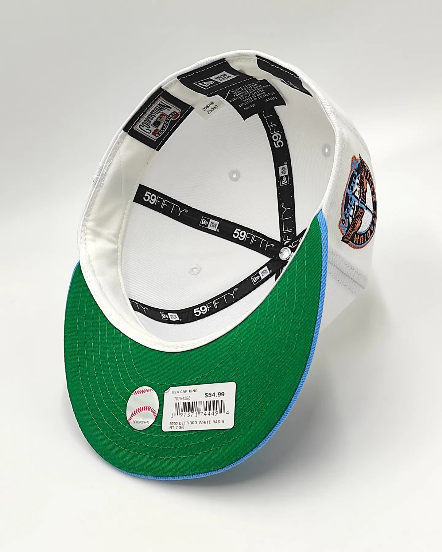 Opening Day Tigers New Era 59FIFTY White & Radiant Blue Hat Green Botton