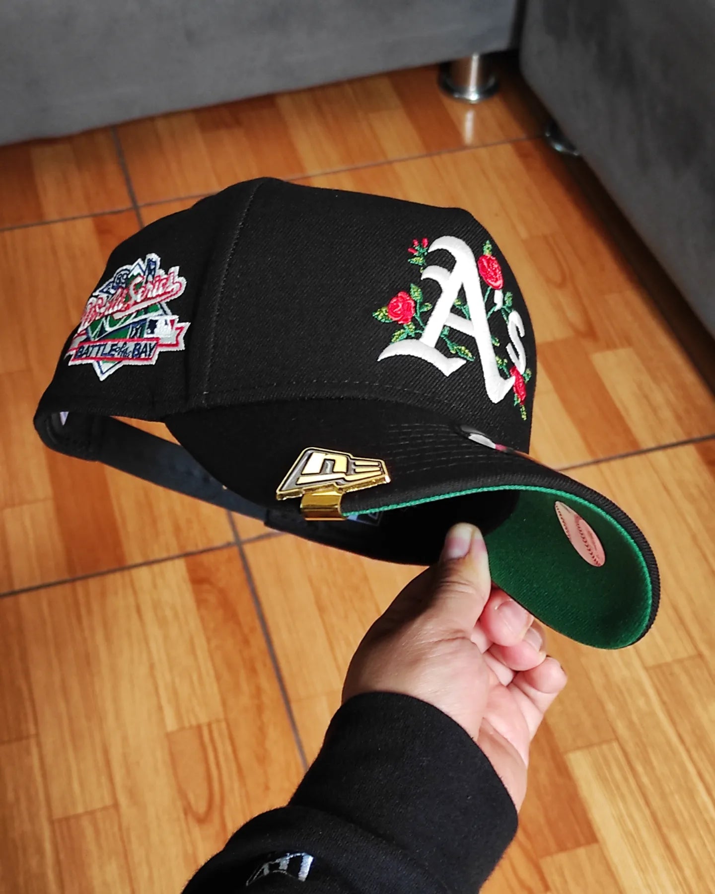 New Era Oakland Athletics World Series 1989 Black Flowers 9Forty A Frame Snapback Hat
