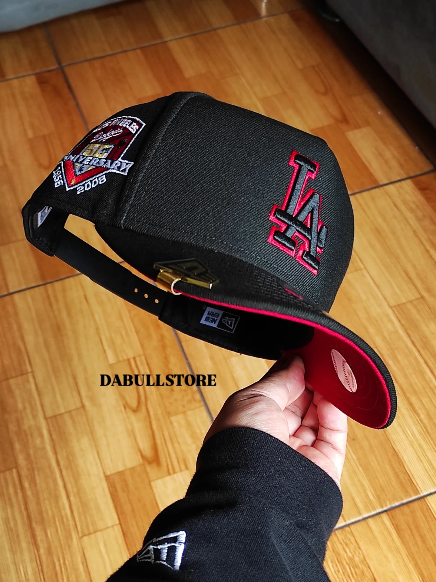New Era Los Angeles Dodgers 50th Anniversary Blackout Red Prime Edition 9Fifty A Frame Snapback