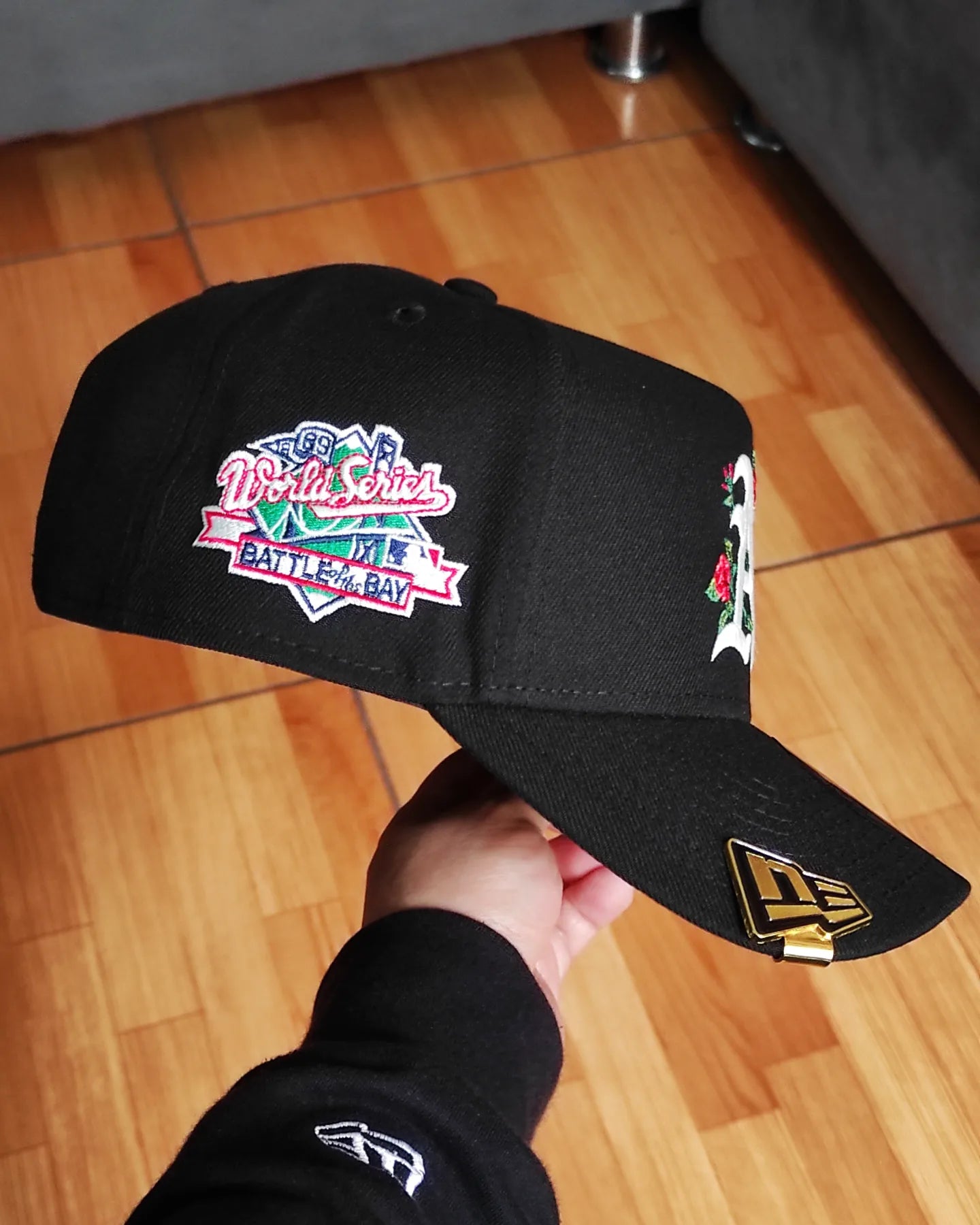 New Era Oakland Athletics World Series 1989 Black Flowers 9Forty A Frame Snapback Hat