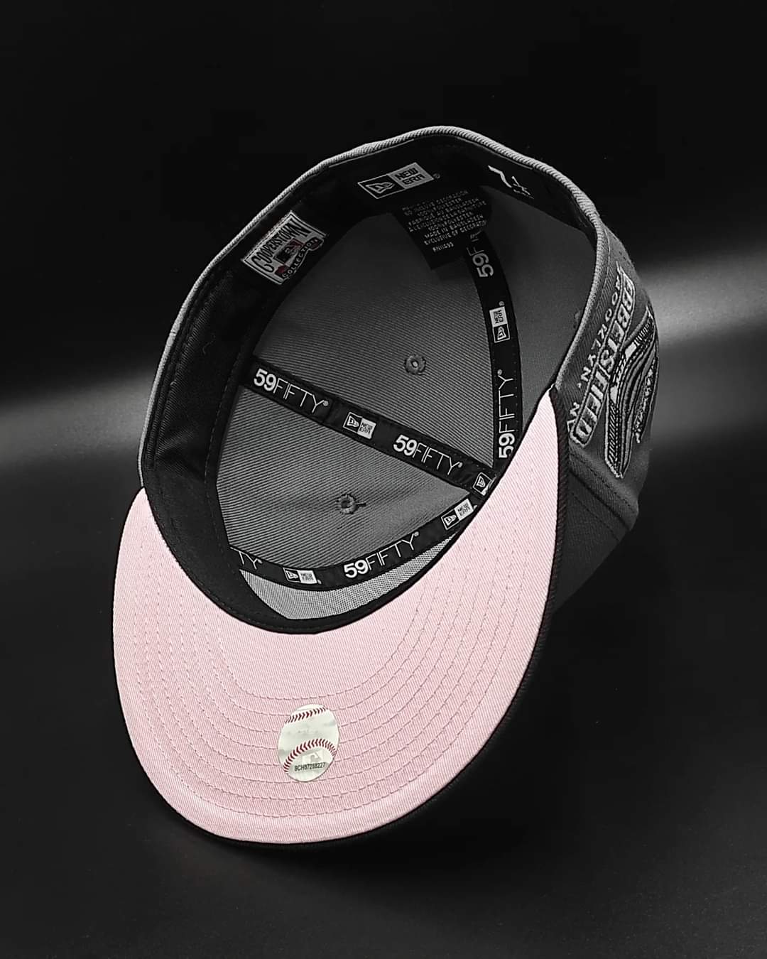 New Era Brooklyn Dodgers Black Visor Pink Bottom Ebbets Field Side Patch gray 59Fifty Fitted