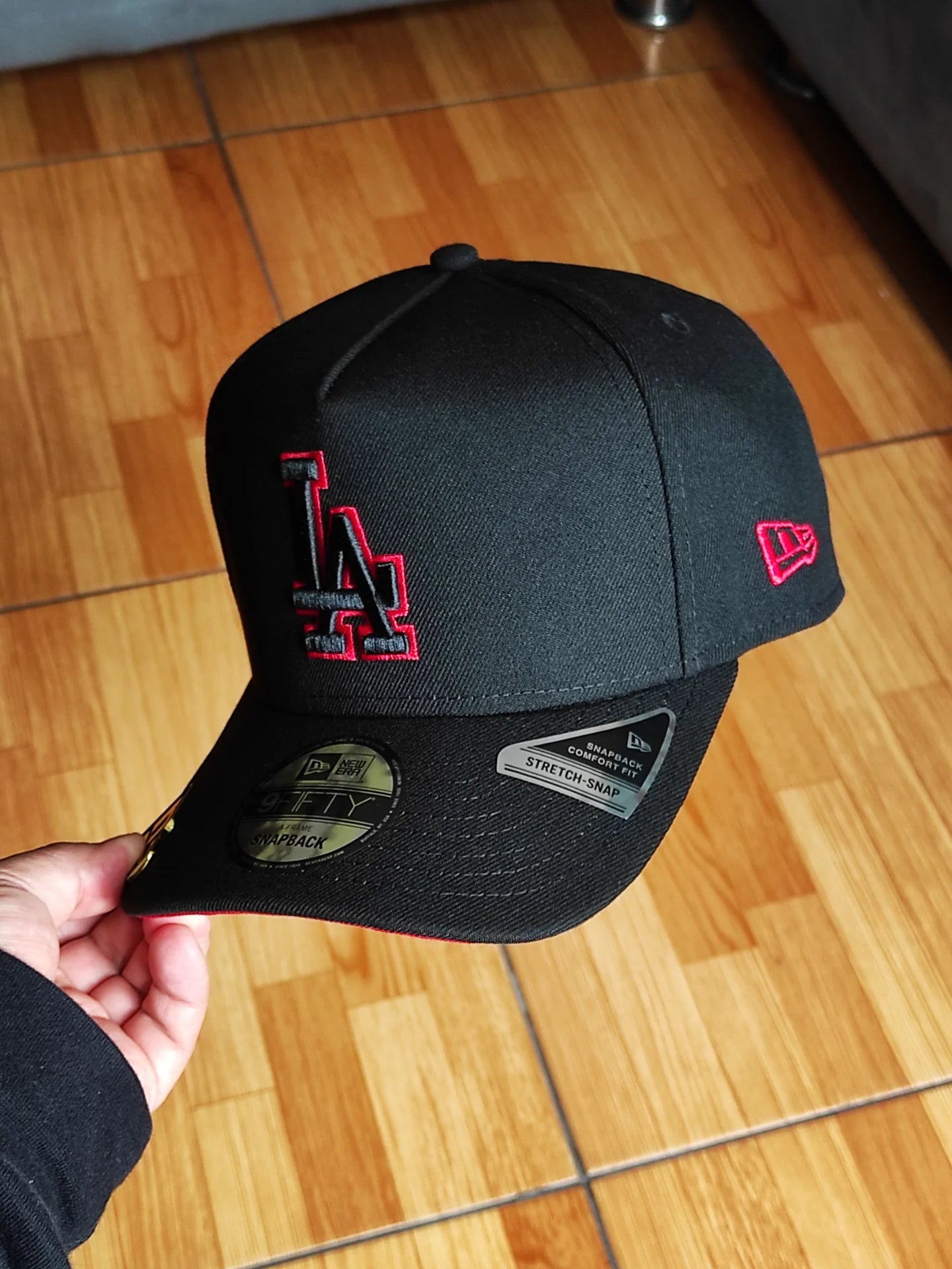 New Era Los Angeles Dodgers 50th Anniversary Blackout Red Prime Edition 9Fifty A Frame Snapback