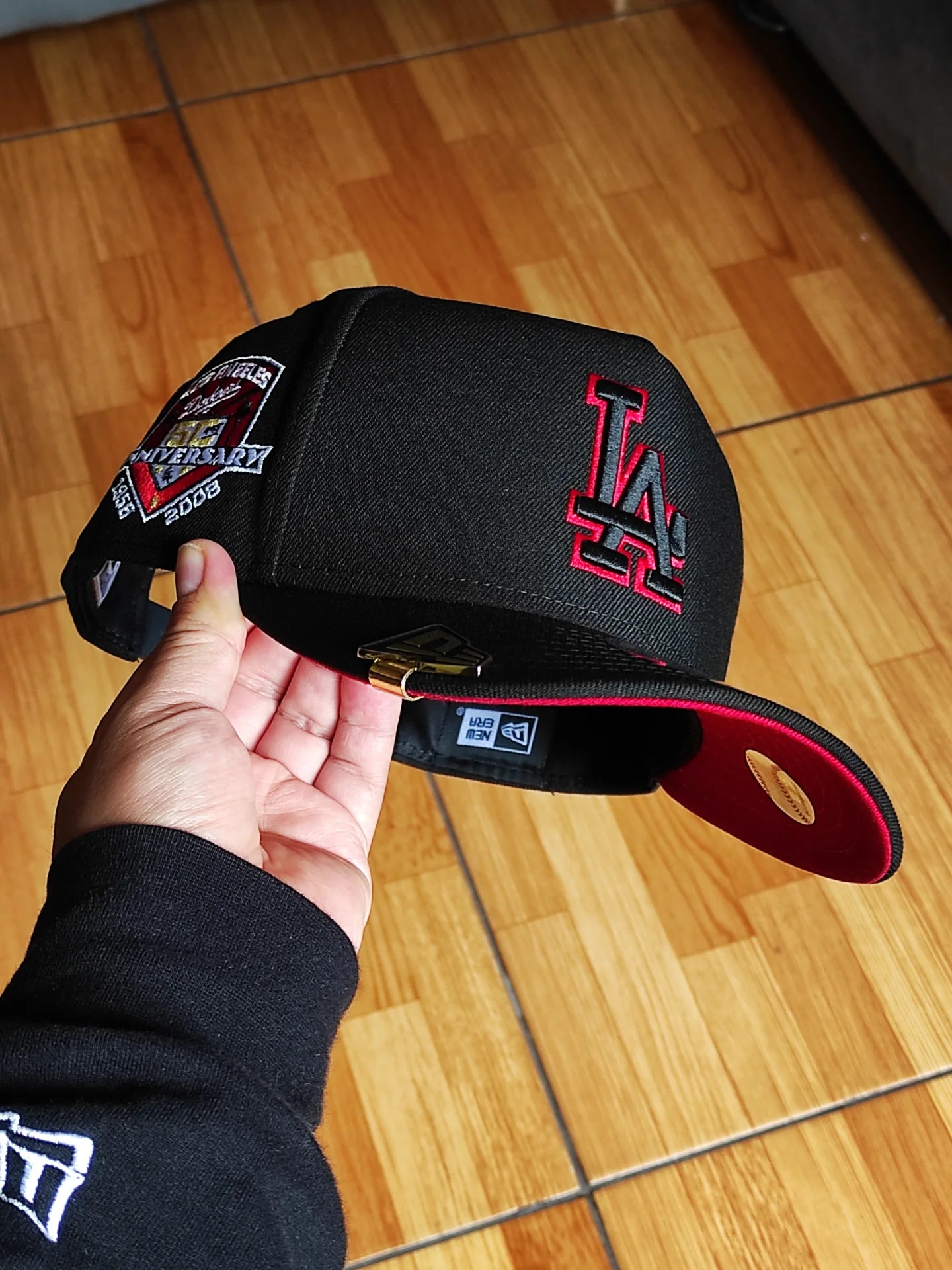 New Era Los Angeles Dodgers 50th Anniversary Blackout Red Prime Edition 9Fifty A Frame Snapback