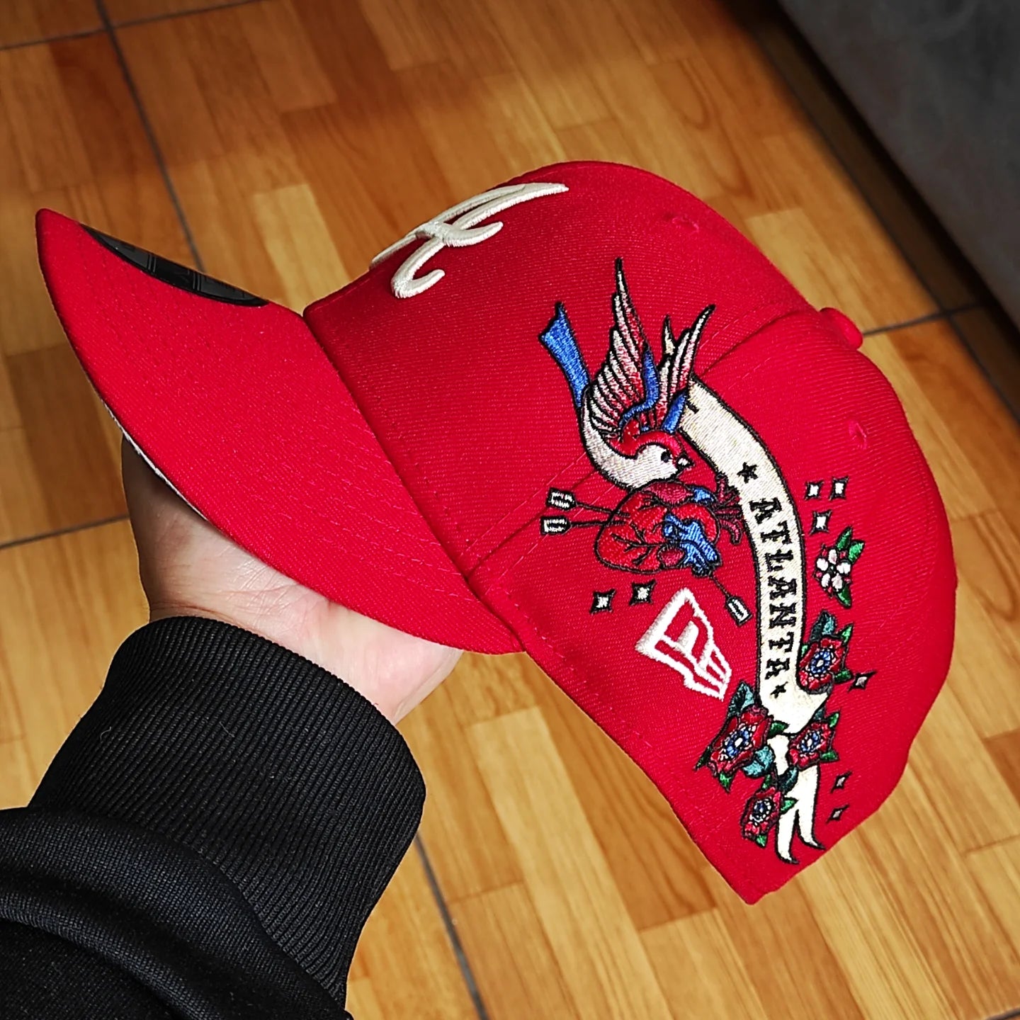 Atlanta Braves Gray Bottom City Art Side Patch New Era 9Fifty Snapback - Red