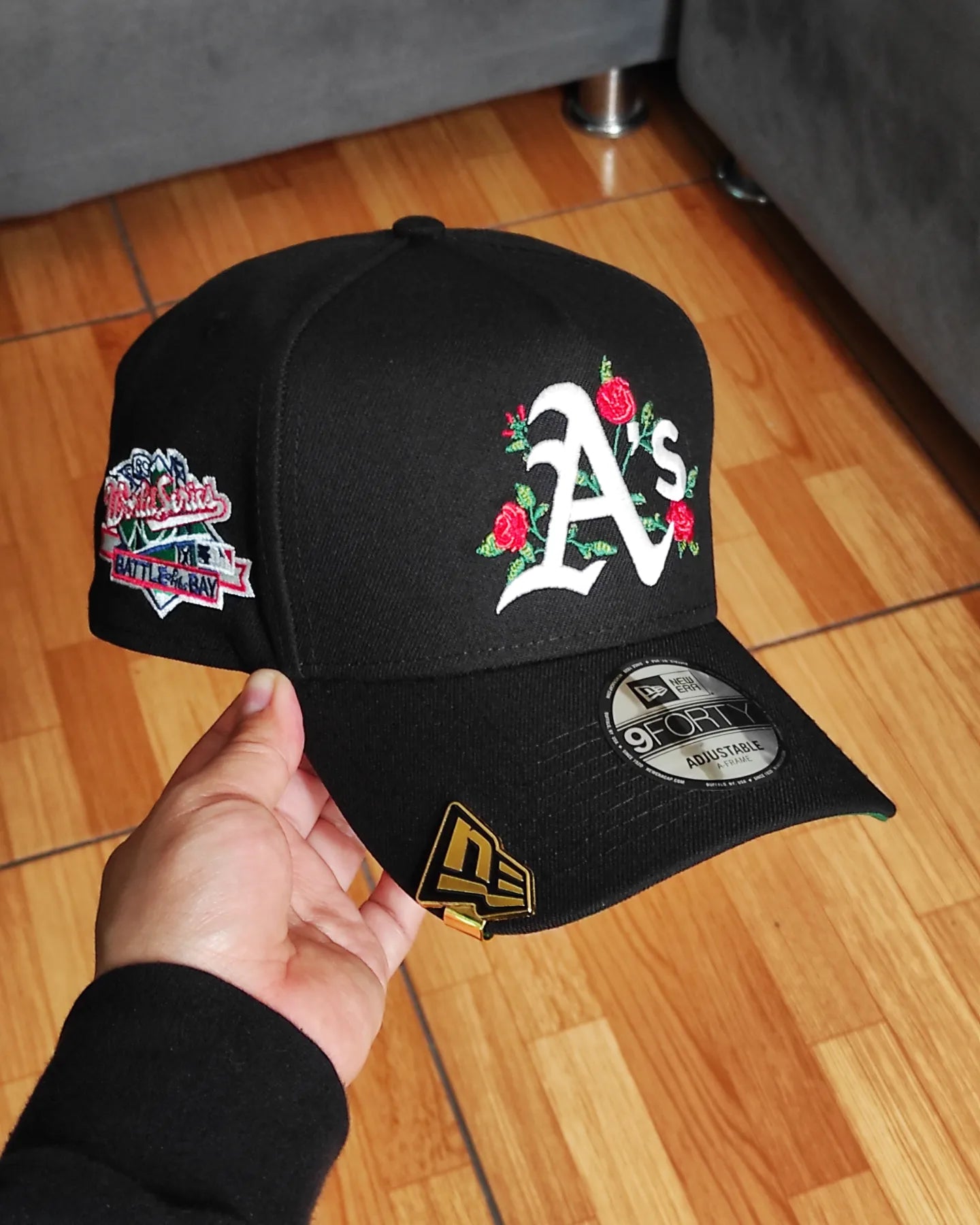 New Era Oakland Athletics World Series 1989 Black Flowers 9Forty A Frame Snapback Hat