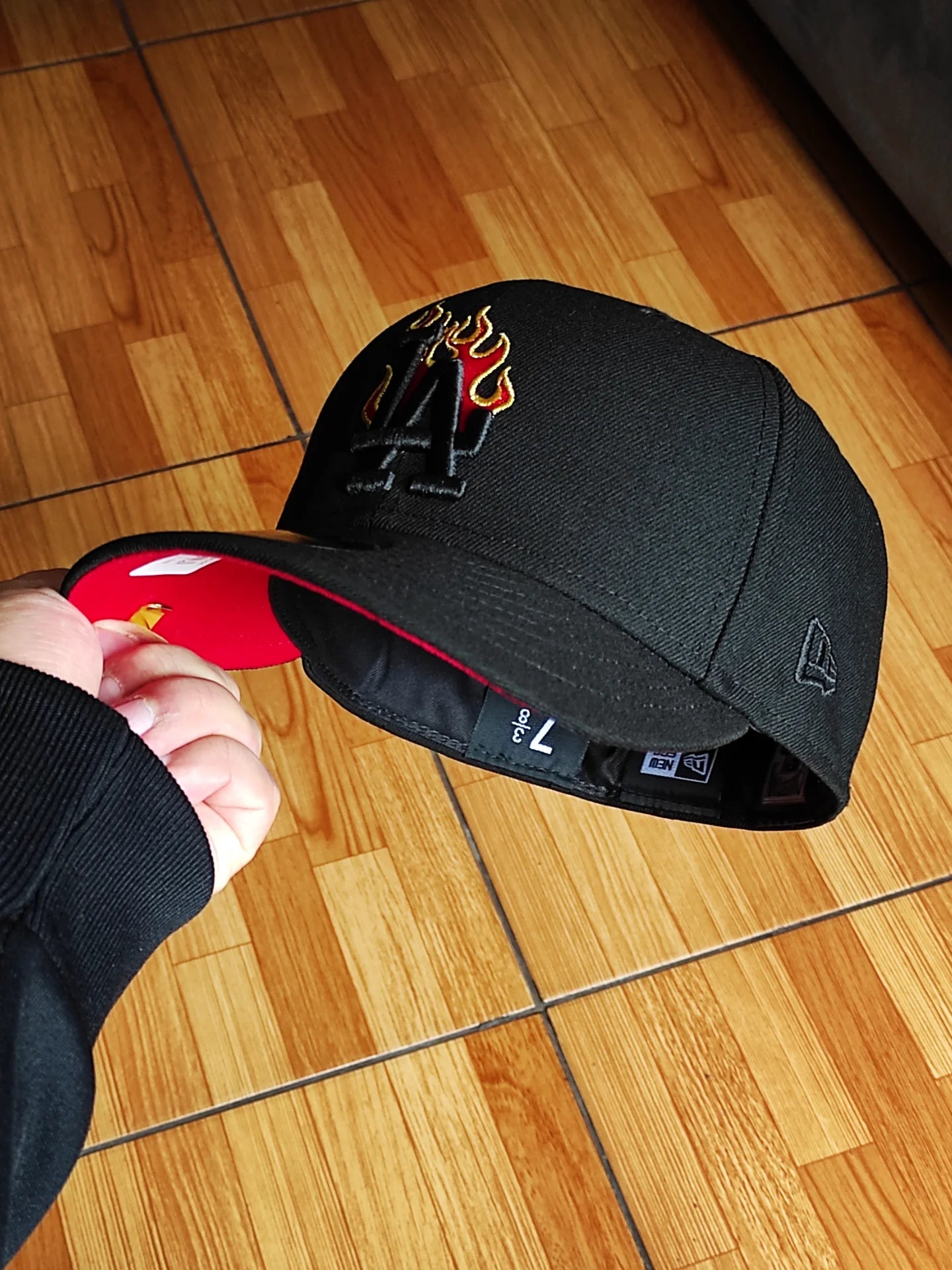 New Era Los Angeles Dodgers 40th Stadium Anniversary Blackout Red Fire Edition 59Fifty Fitted Hat