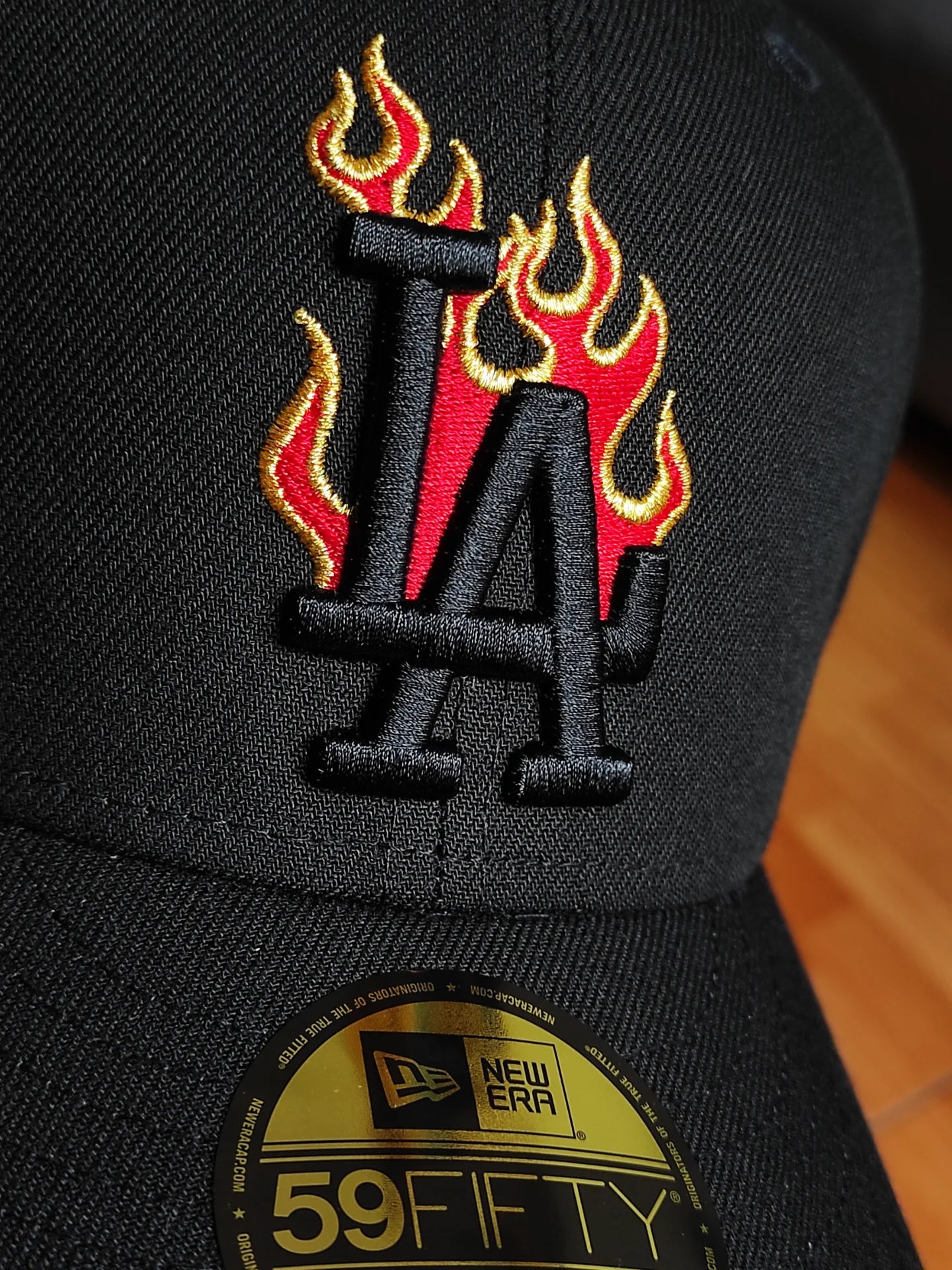 New Era Los Angeles Dodgers 40th Stadium Anniversary Blackout Red Fire Edition 59Fifty Fitted Hat