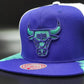Gorra Snapback AIR JORDAN DAY 5 de Mitchell & Ness exclusiva de los Chicago Bulls - Púrpura/Verde azulado
