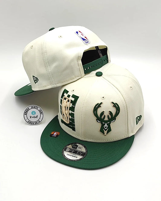 Milwaukee Bucks New Era 2022 NBA Draft 9FIFTY Gorra Ajustable Snapback – Crema/Verde