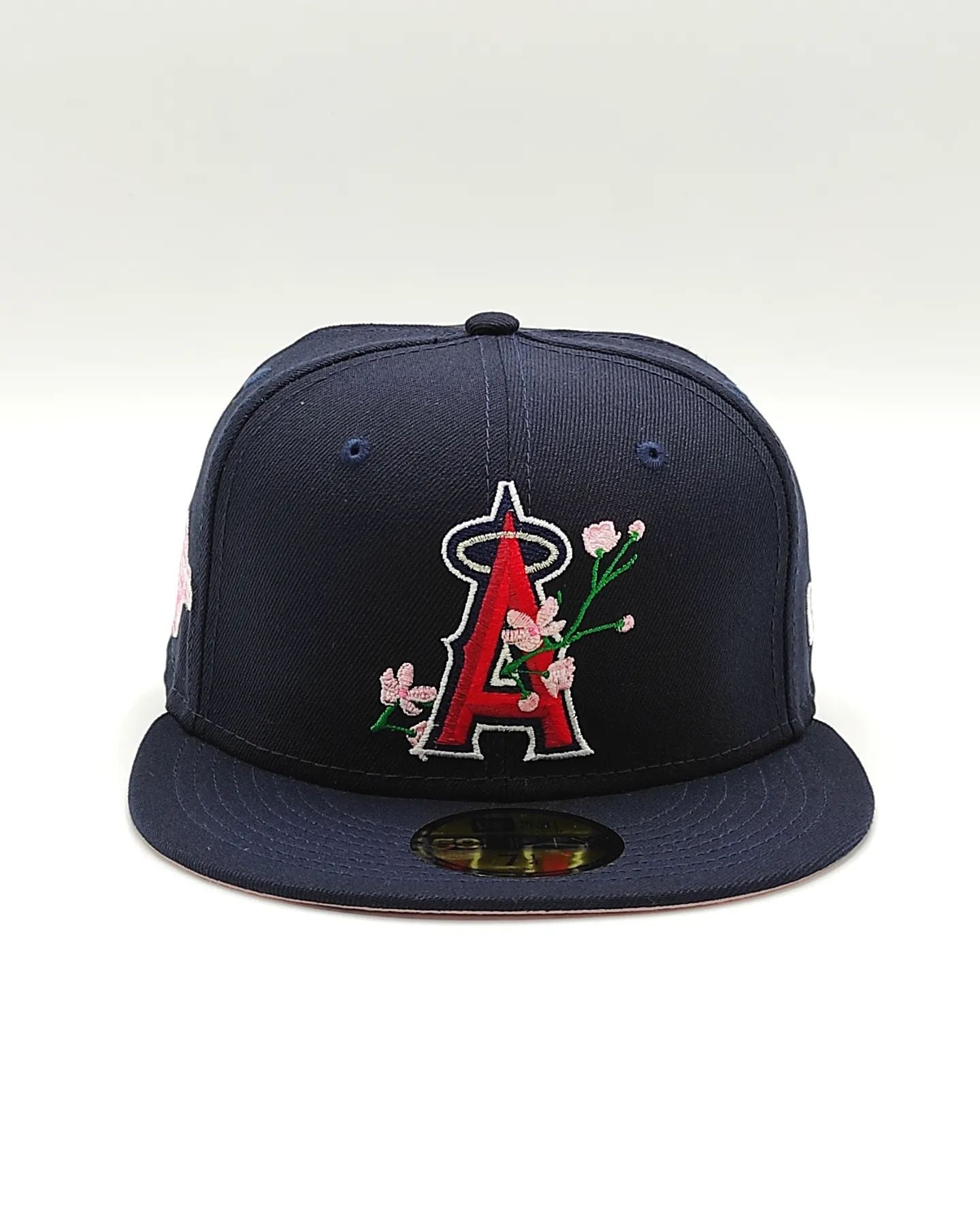 Anaheim Angels New Era Parche lateral Bloom 59Fifty Fitted - Azul marino, rosa, rojo