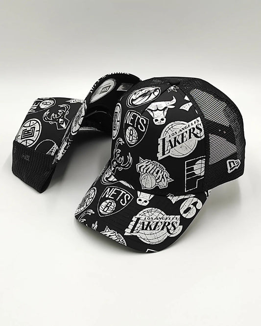 New Era ALL-OVER NBA trucker Black edition