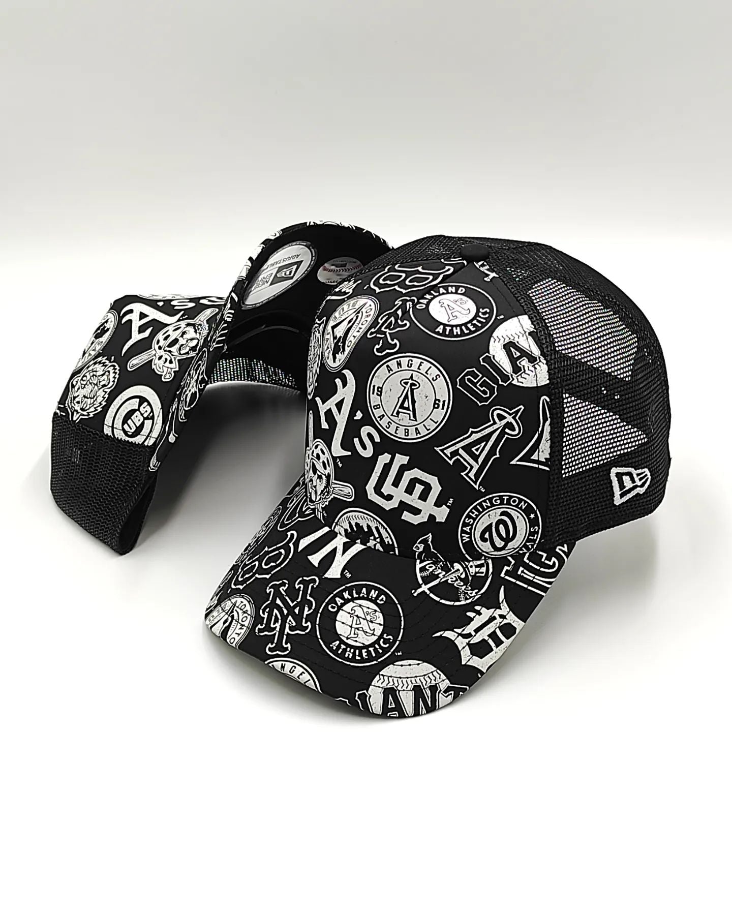 New Era ALL-OVER MLB trucker Black edition
