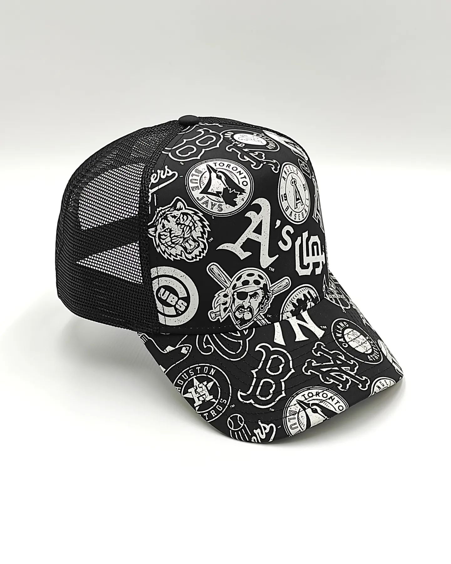 New Era ALL-OVER MLB trucker Black edition