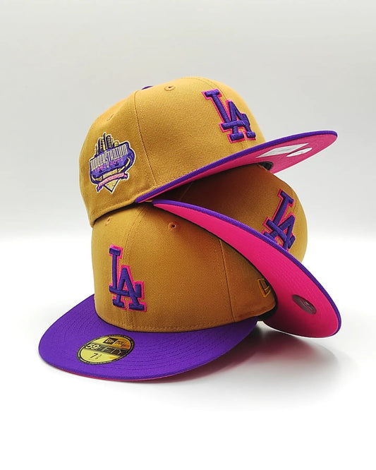New Era Eclusiva 59FIFTY parks hot Valley Los Angeles Dodgers 40TH Aniversario STADIUM patch hat - Bronceado, Purpura