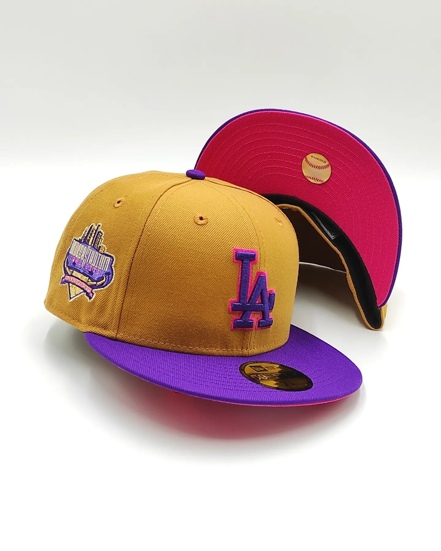 New Era Eclusiva 59FIFTY parks hot Valley Los Angeles Dodgers 40TH Aniversario STADIUM patch hat - Bronceado, Purpura