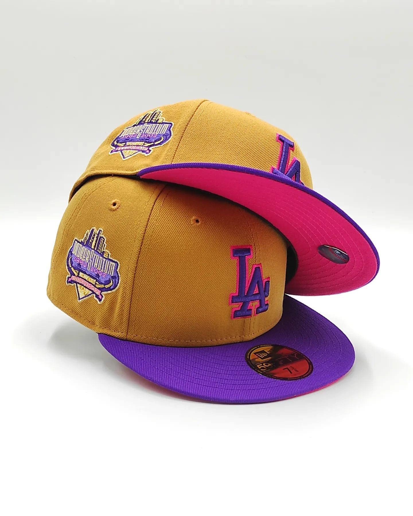 New Era Eclusiva 59FIFTY parks hot Valley Los Angeles Dodgers 40TH Aniversario STADIUM patch hat - Bronceado, Purpura