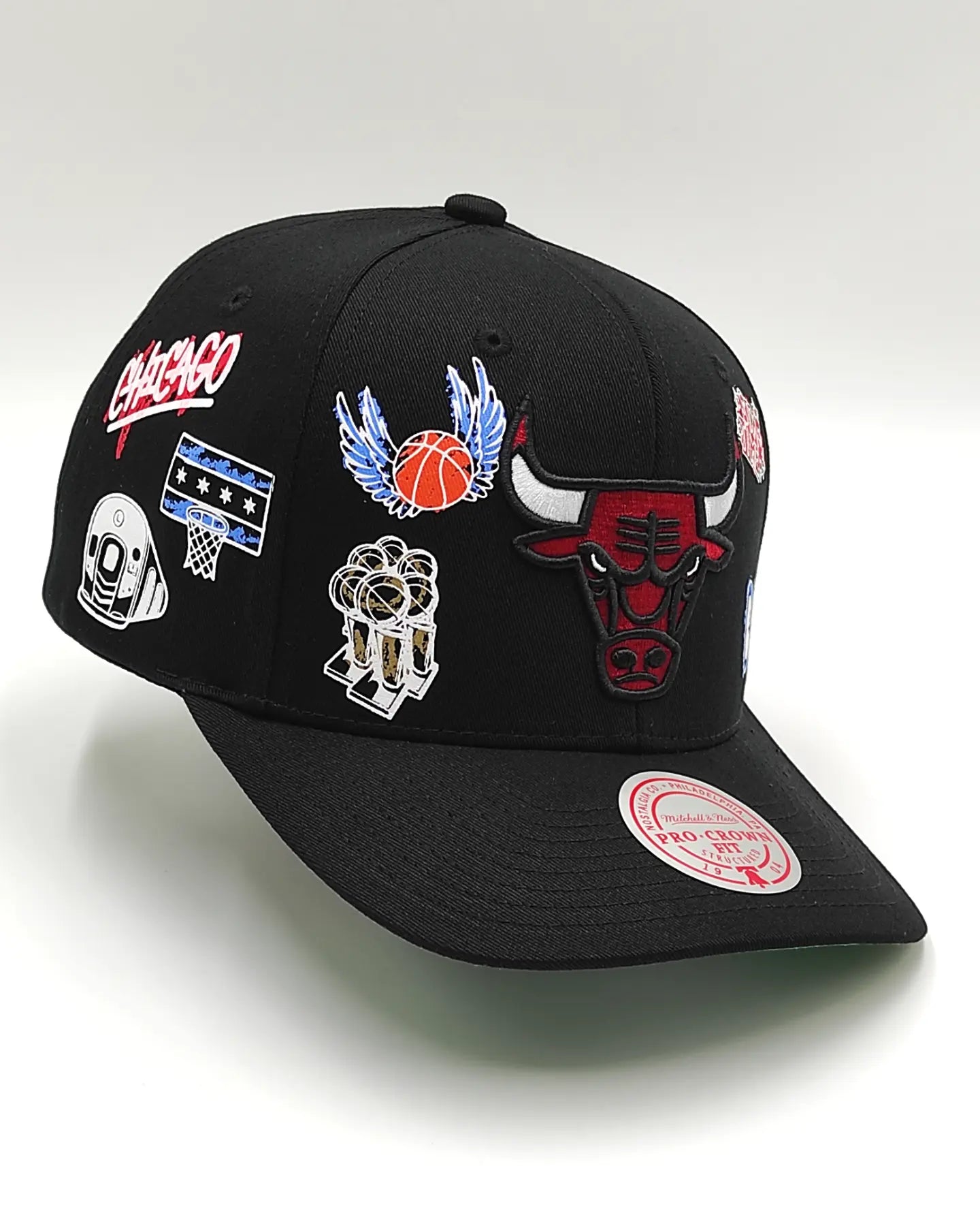 Mitchell & Ness Chicago Bulls Snapback Hat - Black Satin Underbill Adjustable Cap