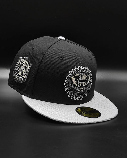 New Era 59Fifty Oakland Athletics 50th Anniversary Patch Alternate Hat - Black, Metallic Silver