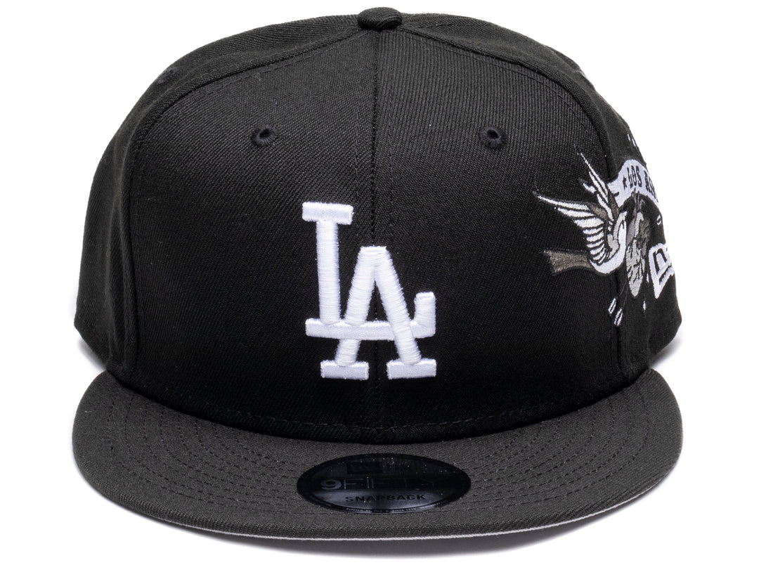 Los Angeles dodgers Gray Bottom City Art Side Patch New Era 9Fifty Snapback - Black