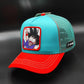 CAPSLAB Dragon Ball Goku teal/red trucker snapback hat