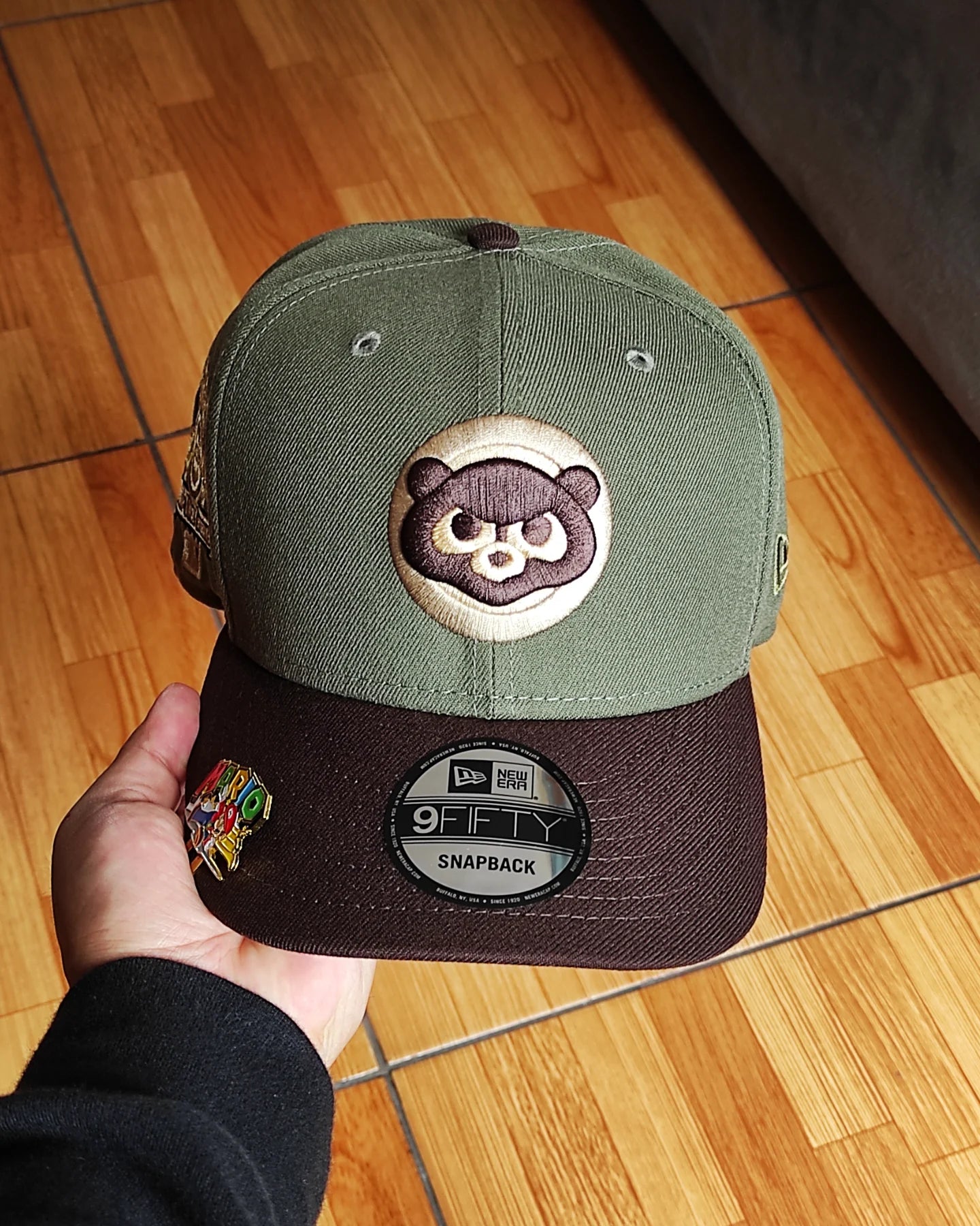 Olive Green Chicago Cubs Brown Visor Snow Gray Bottom 1990 All Star Game Side Patch New Era 9Fifty Snapback