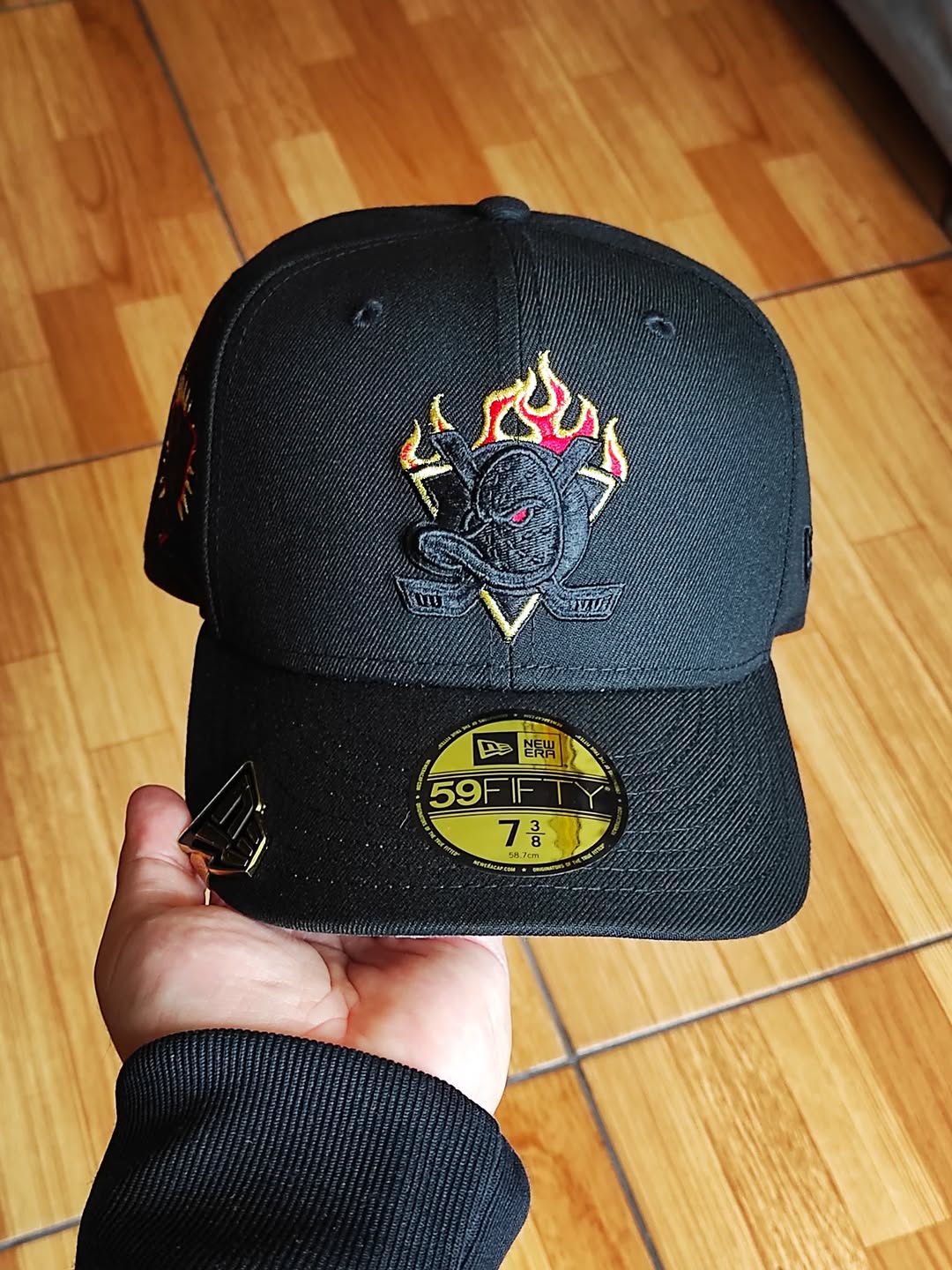 New Era Anaheim Ducks Inaugural Season Black Out Fire Edition 59Fifty Fitted Hat