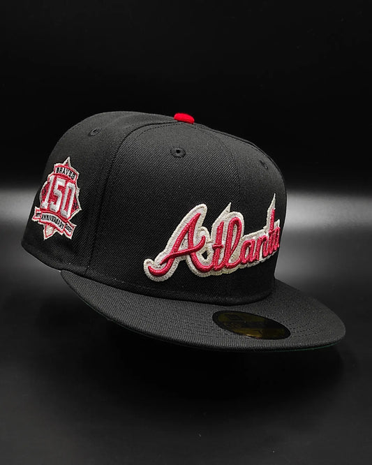 New Era Atlanta braves 150th anniversary black dome metallic edition 59fifty fitted hat