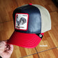 Gorra trucker azul marino y roja gallo Shleather Cock The Farm de Goorin Bros