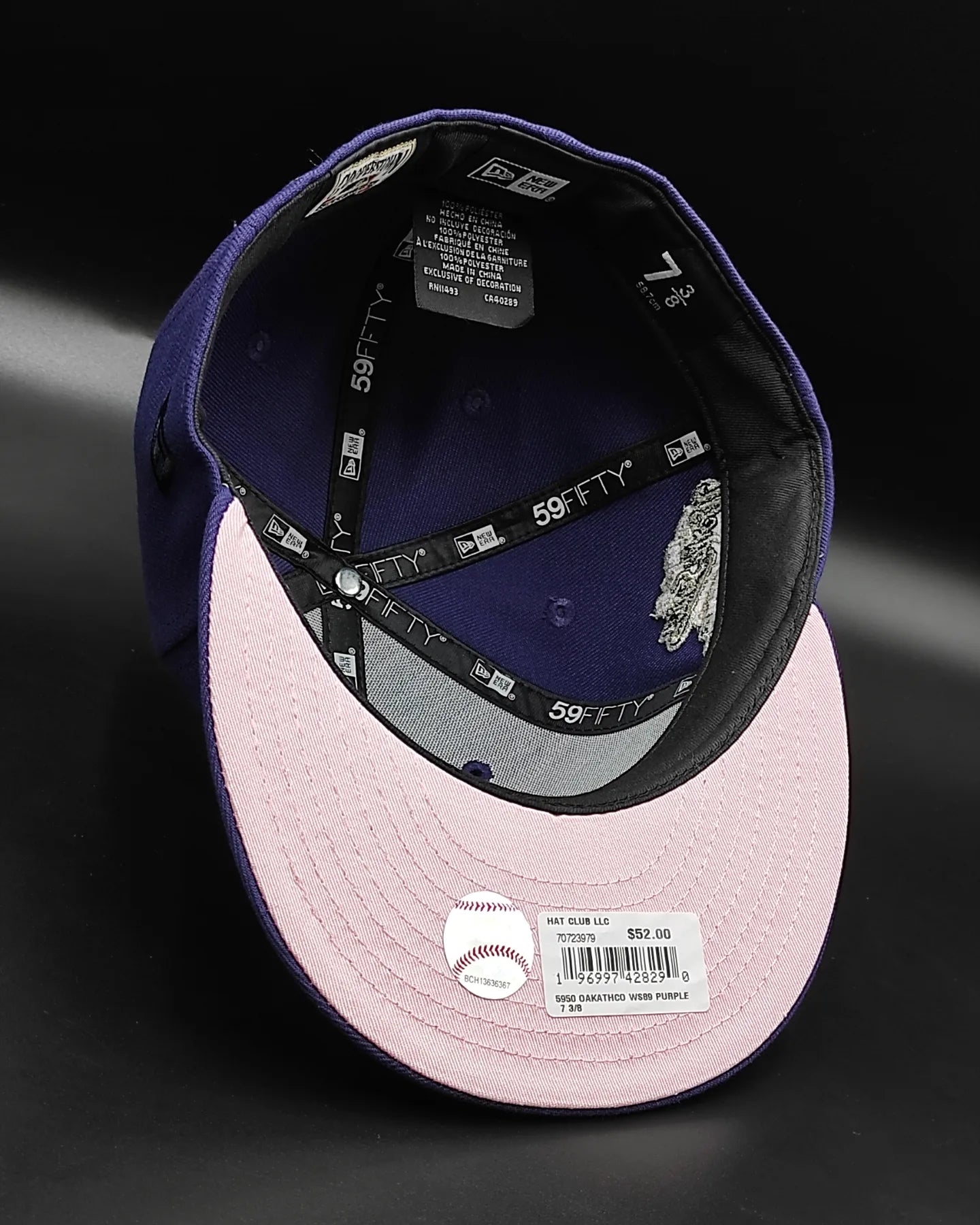 New Era Oakland Athletics 59 fifty world series patch pink uv hat - morado