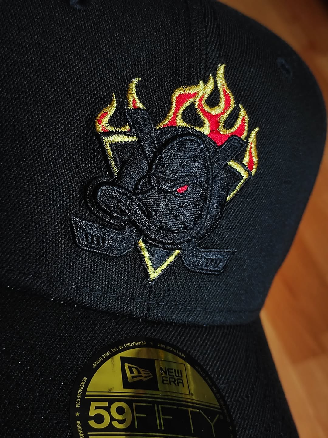 New Era Anaheim Ducks Inaugural Season Black Out Fire Edition 59Fifty Fitted Hat