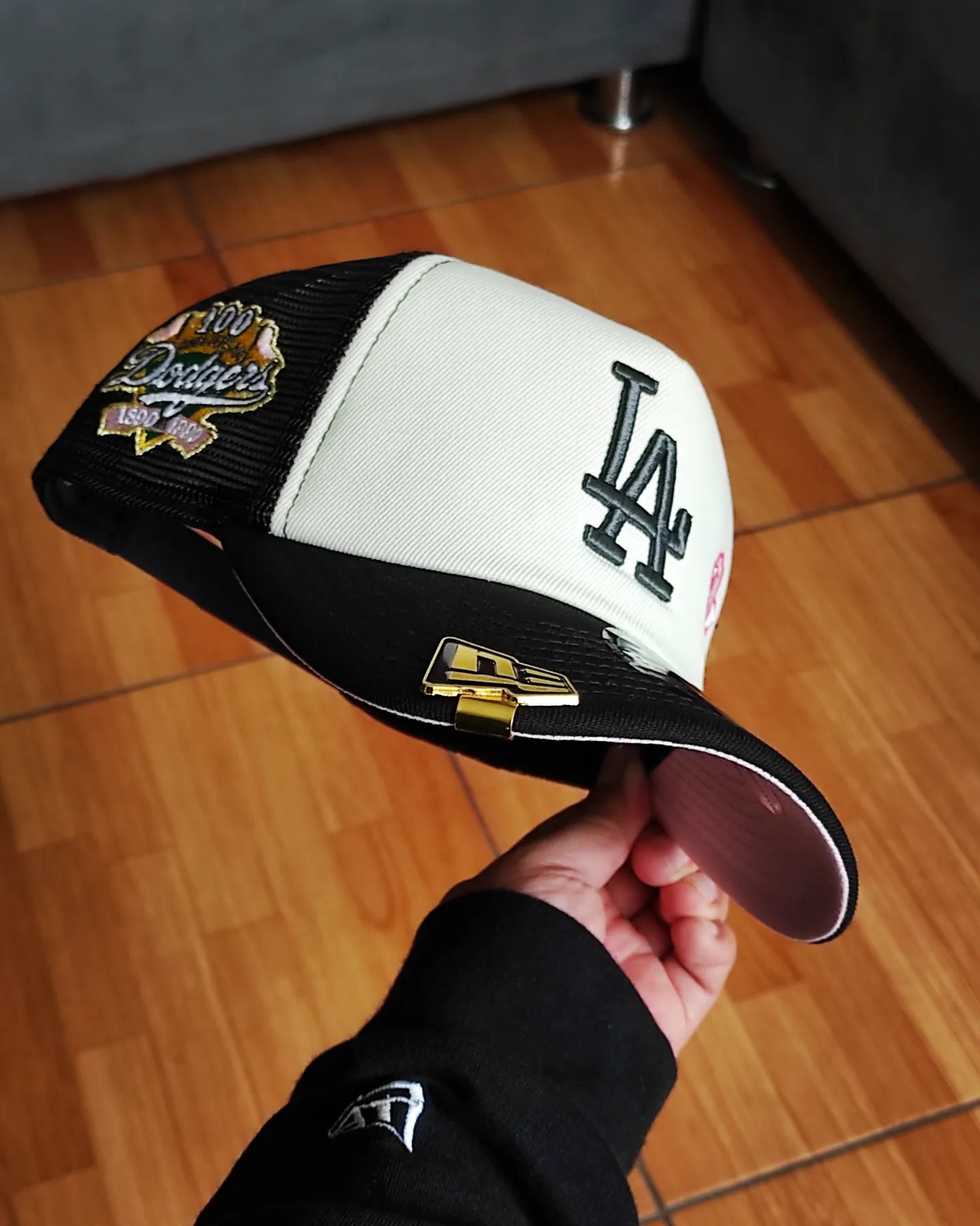 New Era A-FRAME foam Los Angeles dodgers 100th anniversary patch rose snapback hat