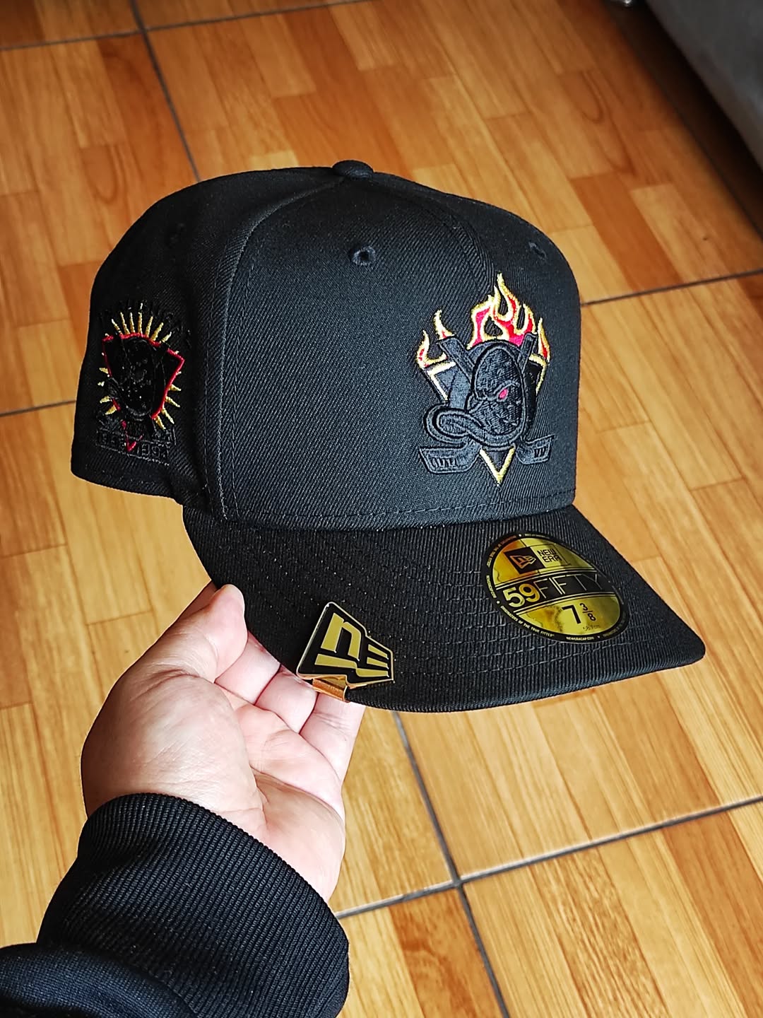 New Era Anaheim Ducks Inaugural Season Black Out Fire Edition 59Fifty Fitted Hat
