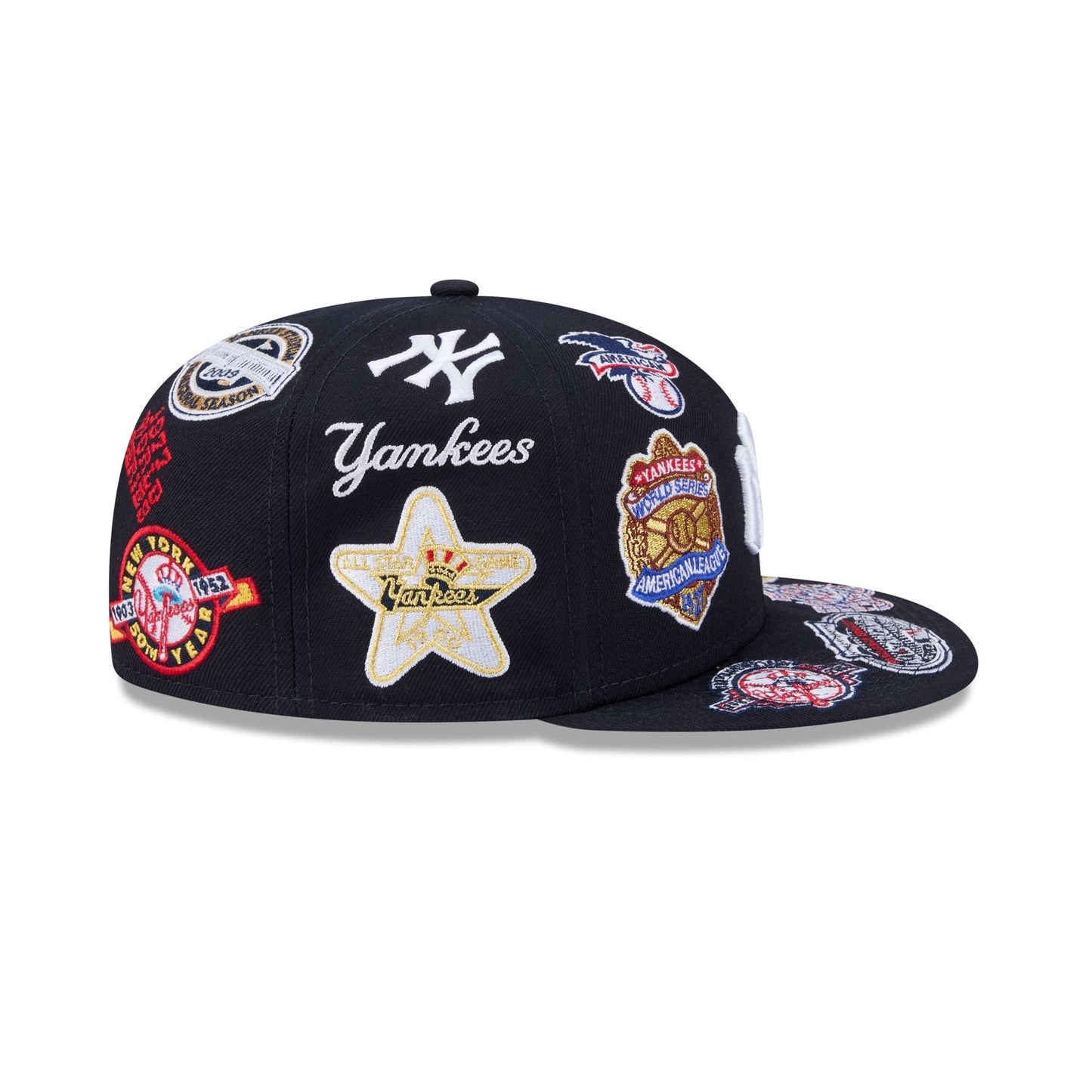 Navy Blue New York Yankees All Over Logo Gray Bottom 59FIFTY New Era Fitted