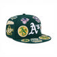 Dark Green Oakland Athletics All Over Logo Gray Bottom 59FIFTY New Era Fitted