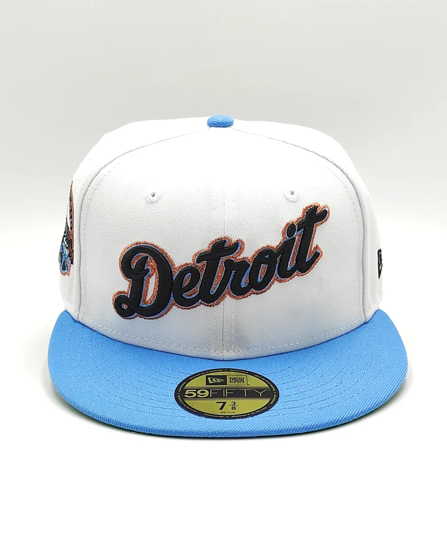 Opening Day Tigers New Era 59FIFTY White & Radiant Blue Hat Green Botton