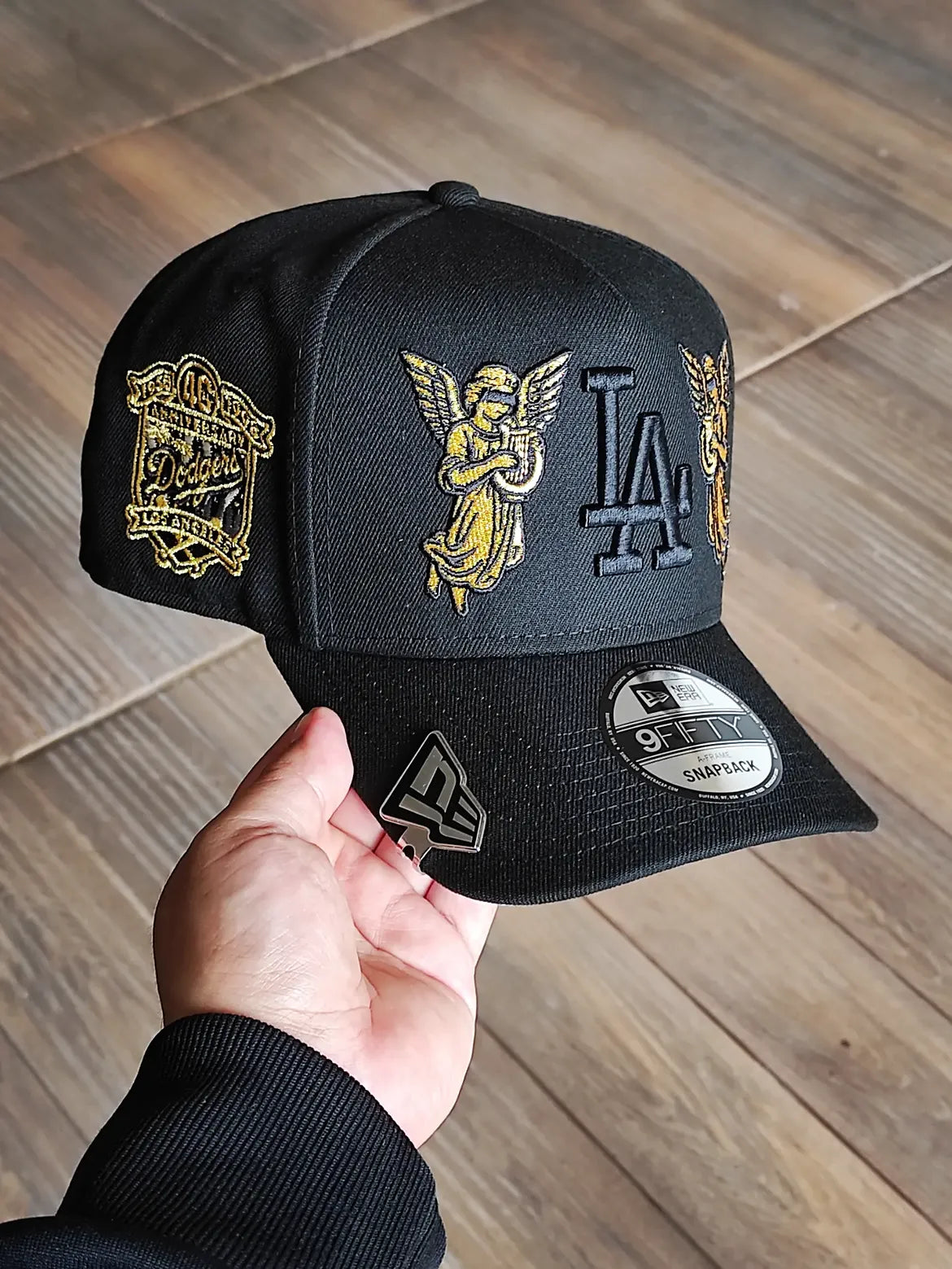 New Era Los Angeles Dodgers 40th Anniversary Angel Black Prime Edition 9Fifty A Frame Snapback Hat