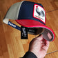 Gorra trucker azul marino y roja gallo Shleather Cock The Farm de Goorin Bros