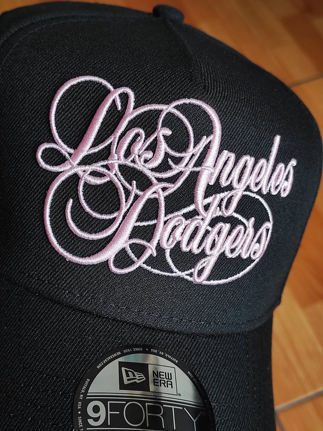 New Era Los Angeles Dodgers Script Black Pink Edition 9Forty A Frame Snapback Hat