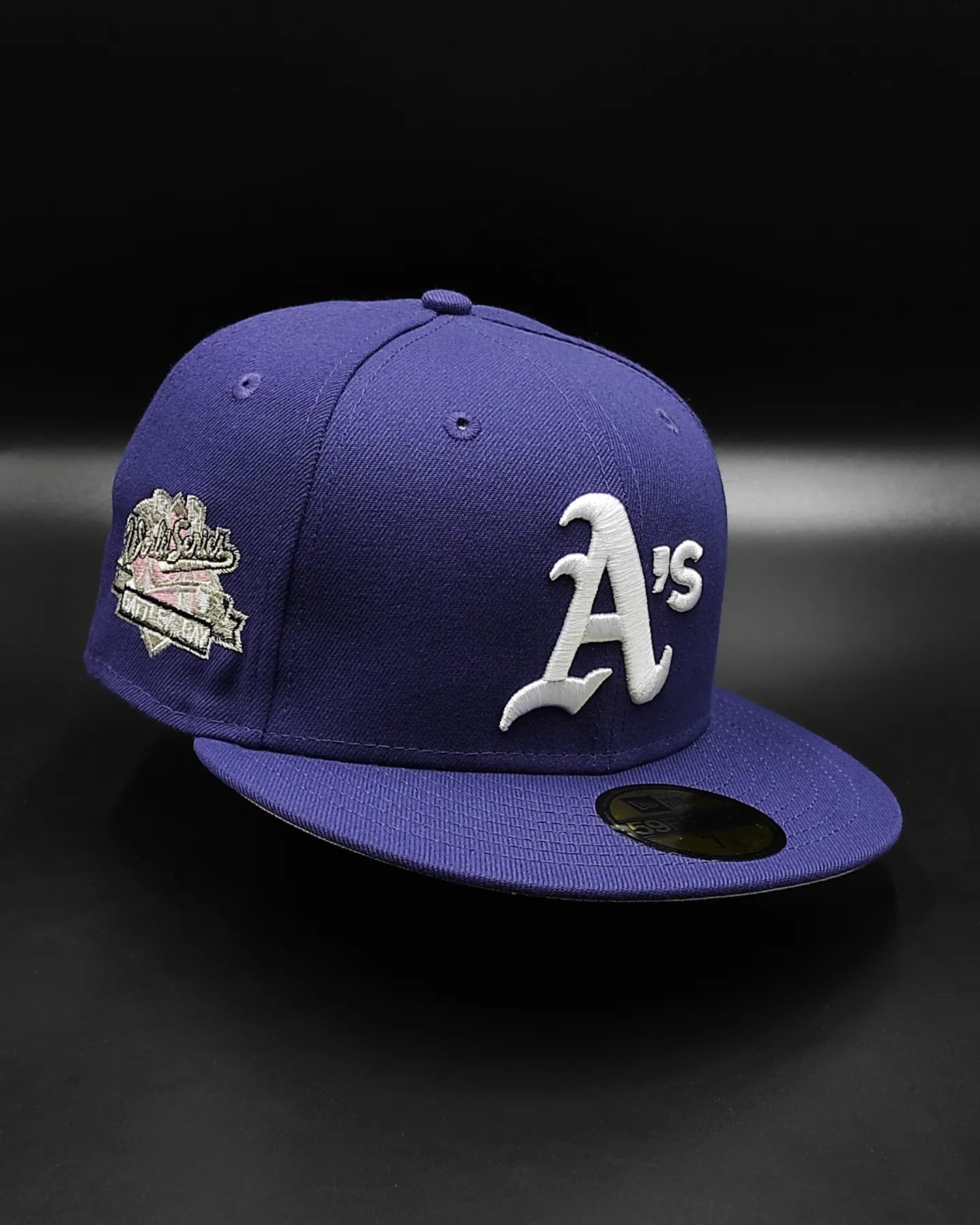 New Era Oakland Athletics 59 fifty world series patch pink uv hat - morado