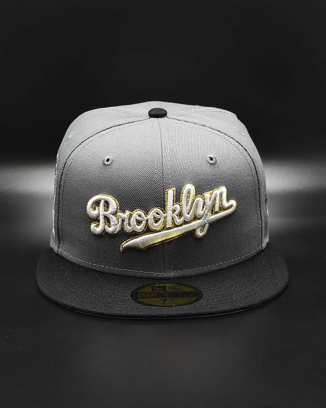 New Era Brooklyn Dodgers Black Visor Pink Bottom Ebbets Field Side Patch gray 59Fifty Fitted