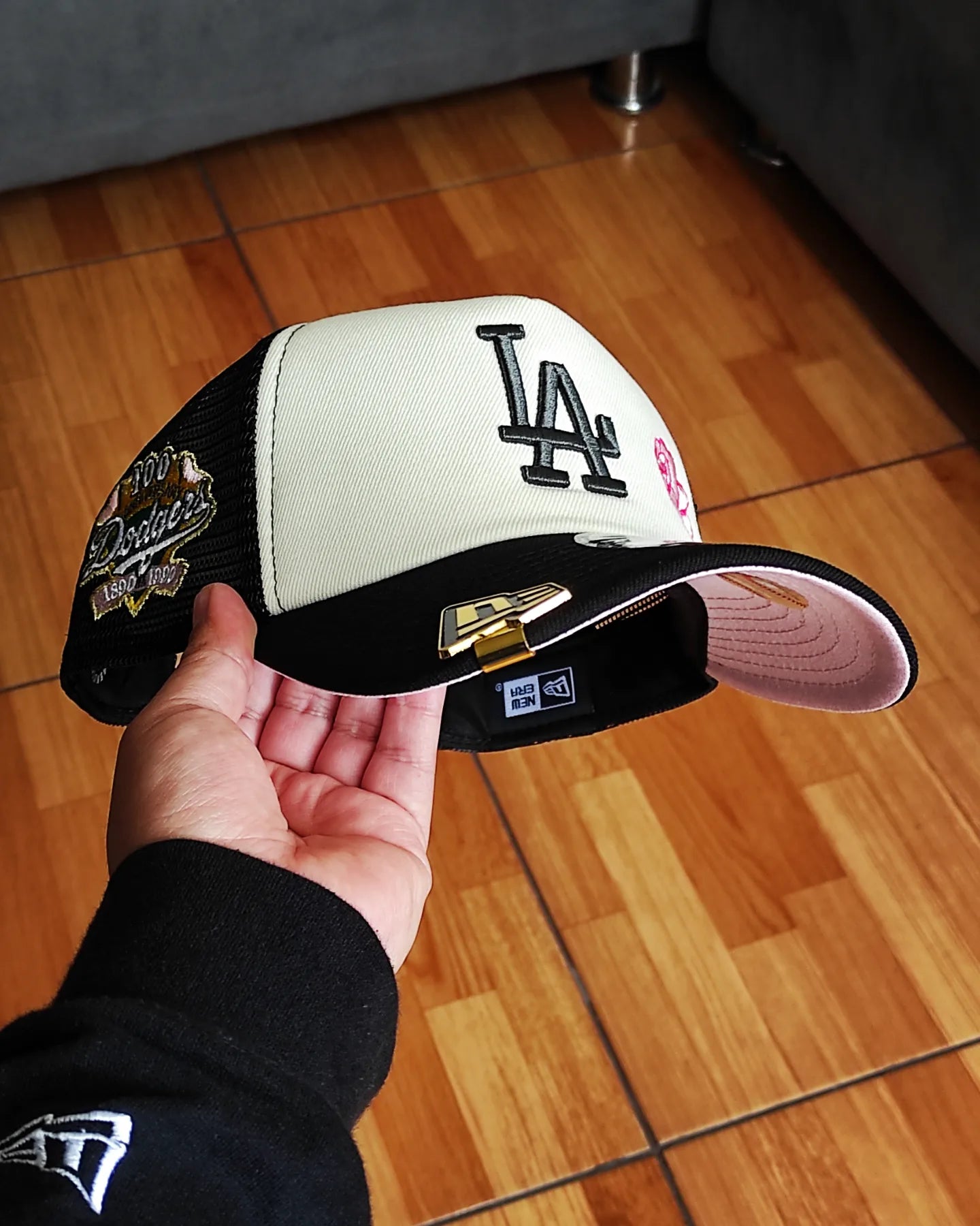 New Era A-FRAME foam Los Angeles dodgers 100th anniversary patch rose snapback hat