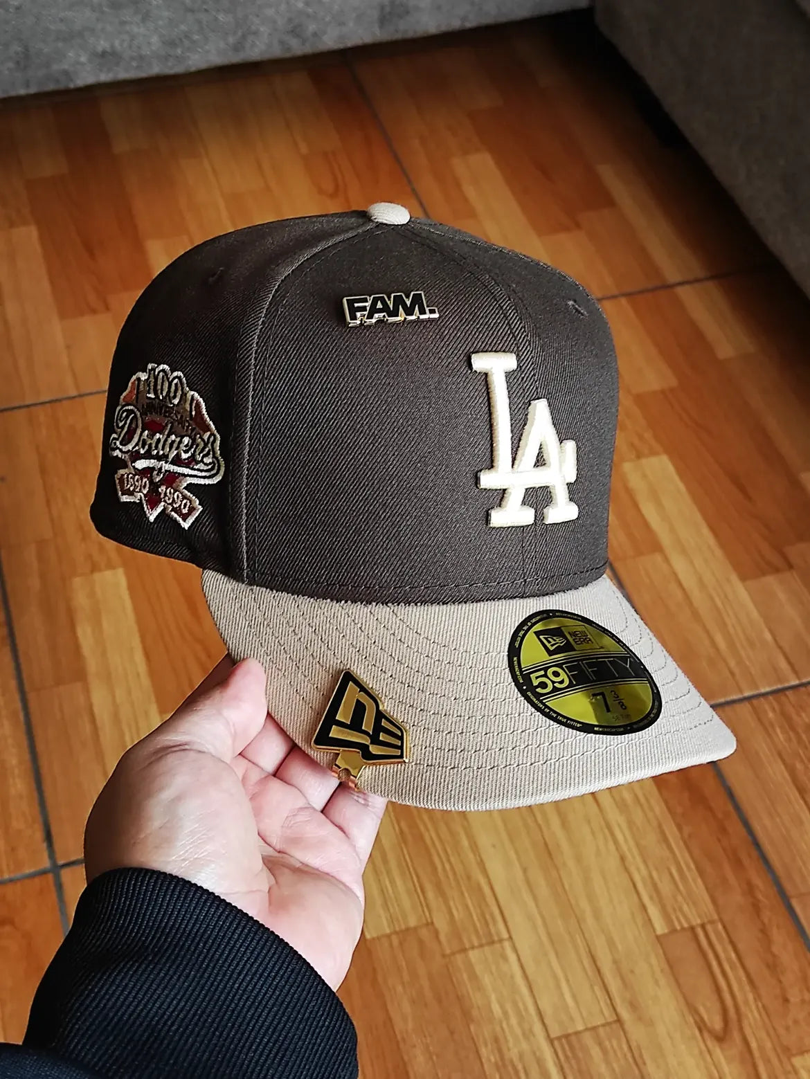 New Era 59fifty mlb los angeles dodgers 100th anniversary two tone / scarlet uv fitted cap