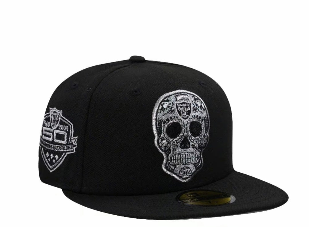 New Era Las Vegas Raiders 50th Anniversary Skull Black Prime Edition 59Fifty Fitted Hat